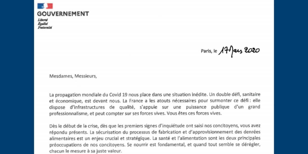 Le gouvernement reconnaît l’enjeu crucial et stratégique de la filière alimentaire